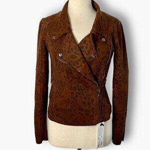 Marrakech Leopard Animal Moto Biker Jacket, Antropologie NWT Sz S Stretch Canvas